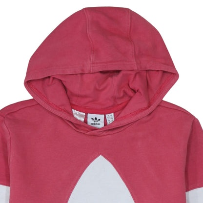 Adidas Girls Pink Colourblock Logo Pullover Hoodie Size 13-14 Years