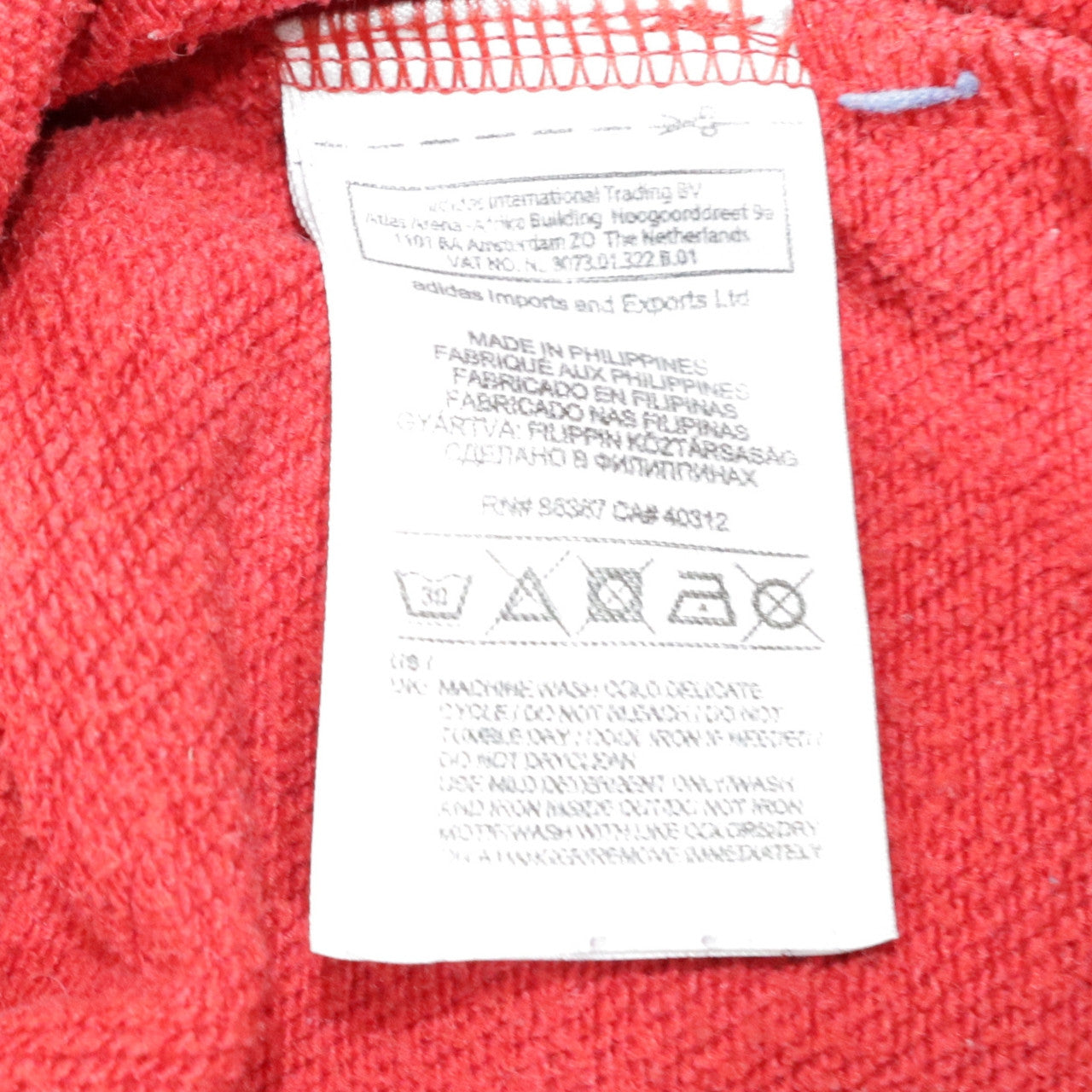 Mens UK Size S adidas Red Pullover Hoodie