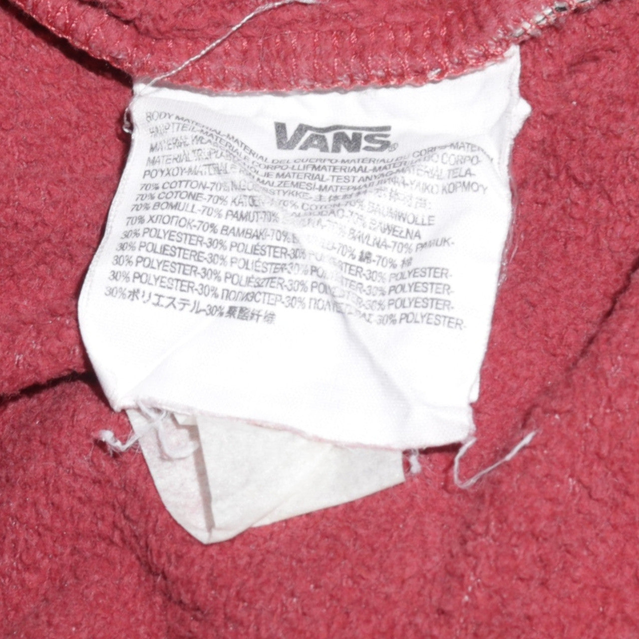 Boys UK Size M VANS Red Full Zip Hoodie