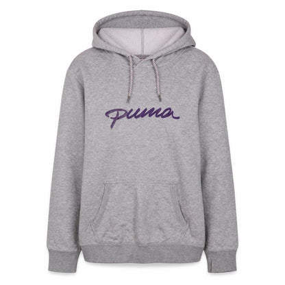 Puma Women Grey Hooded Pullover Sweatshirt UK 16 Embroidered Logo