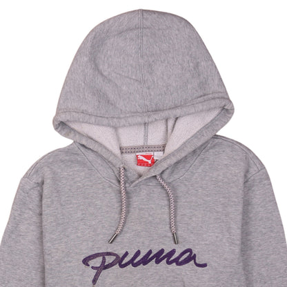 Puma Women Grey Hooded Pullover Sweatshirt UK 16 Embroidered Logo
