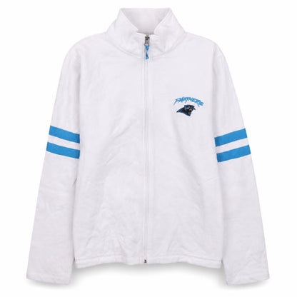 NFL Team Apparel Womens White Panthers Full Zip Sweatshirt Size L