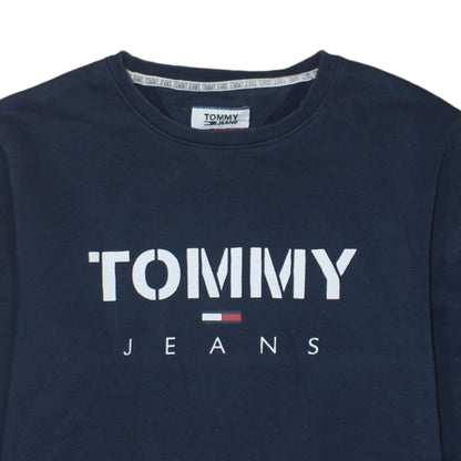 Tommy Jeans Men's Blue Logo Crew Neck Pullover Sweatshirt Size S