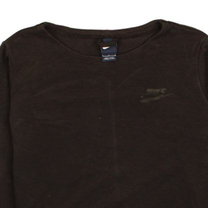 Nike Womens Black Pullover Sweatshirt L Logo Drawstring Hem