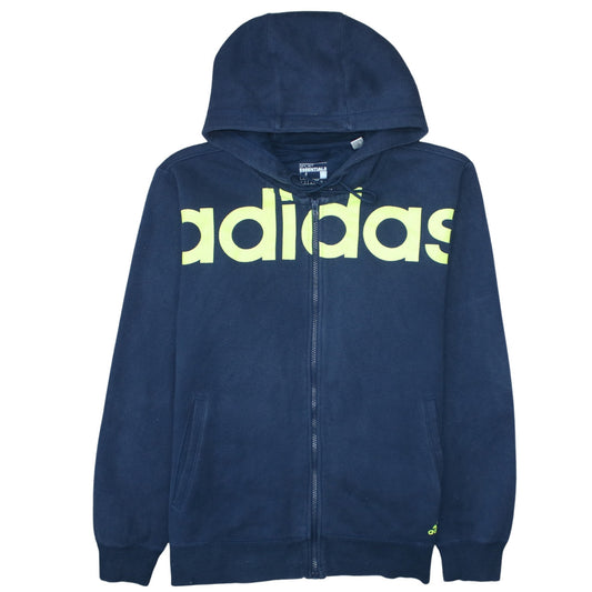 Mens UK Size M adidas Blue Full Zip Hoodie