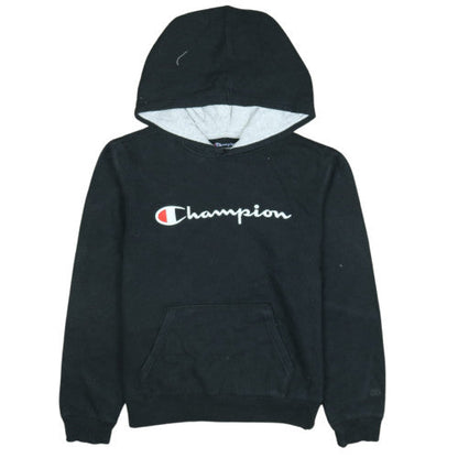 Champion Boys Black XL Pullover Hoodie with Logo Print