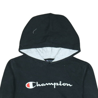 Champion Boys Black XL Pullover Hoodie with Logo Print