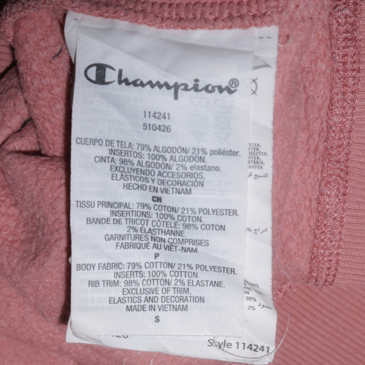 Womens UK Size S Champion Pink Pullover Hoodie