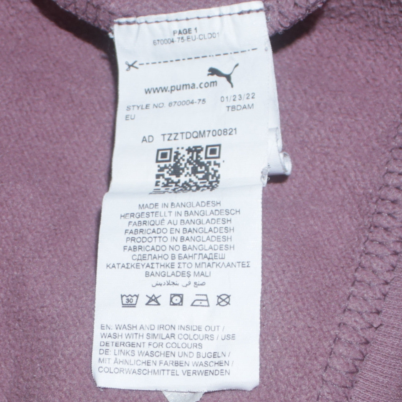 Womens UK Size L PUMA Purple Pullover Hoodie