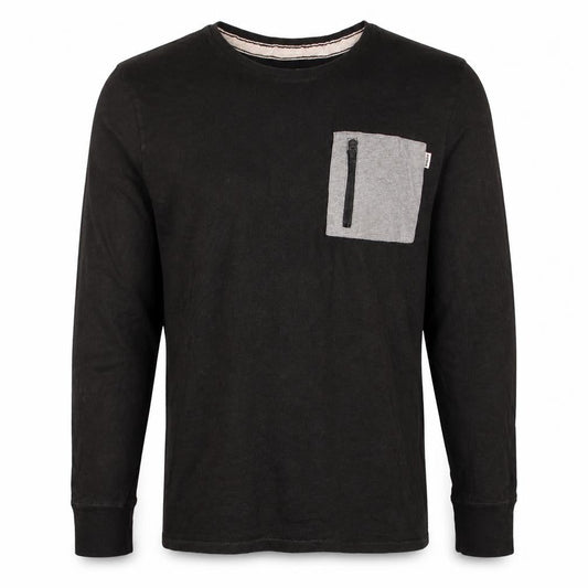 Front view of Puma Men's Black Long Sleeve Pocket Top, size M, Casual Style