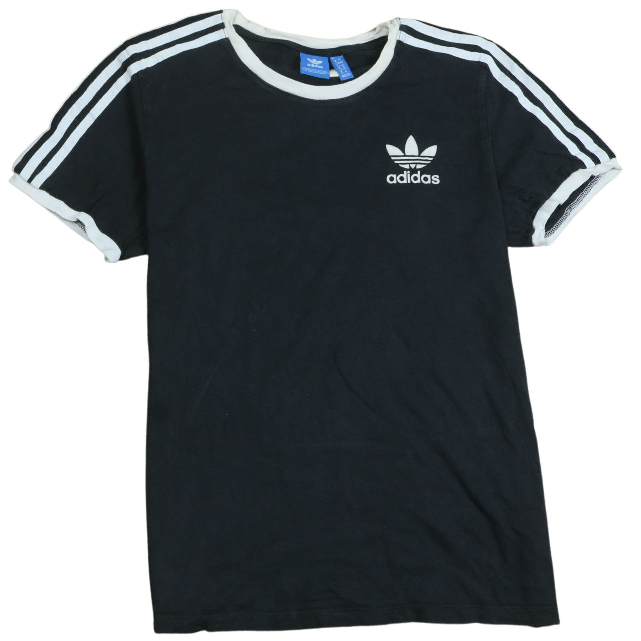 Womens UK Size 8 adidas Black Ringer T-Shirt
