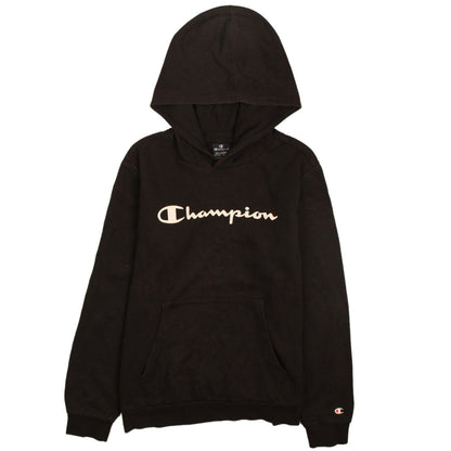 Champion Boys Black 2XL Pullover Hoodie with Logo Print
