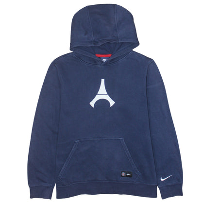 Nike Boys Blue Pullover Hoodie 13-15 Years PSG Logo Fleece Sweatshirt