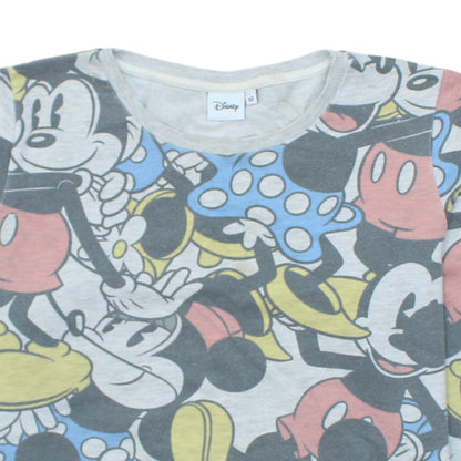 Disney Womens Grey Mickey & Minnie Mouse Pullover Sweatshirt Size 12