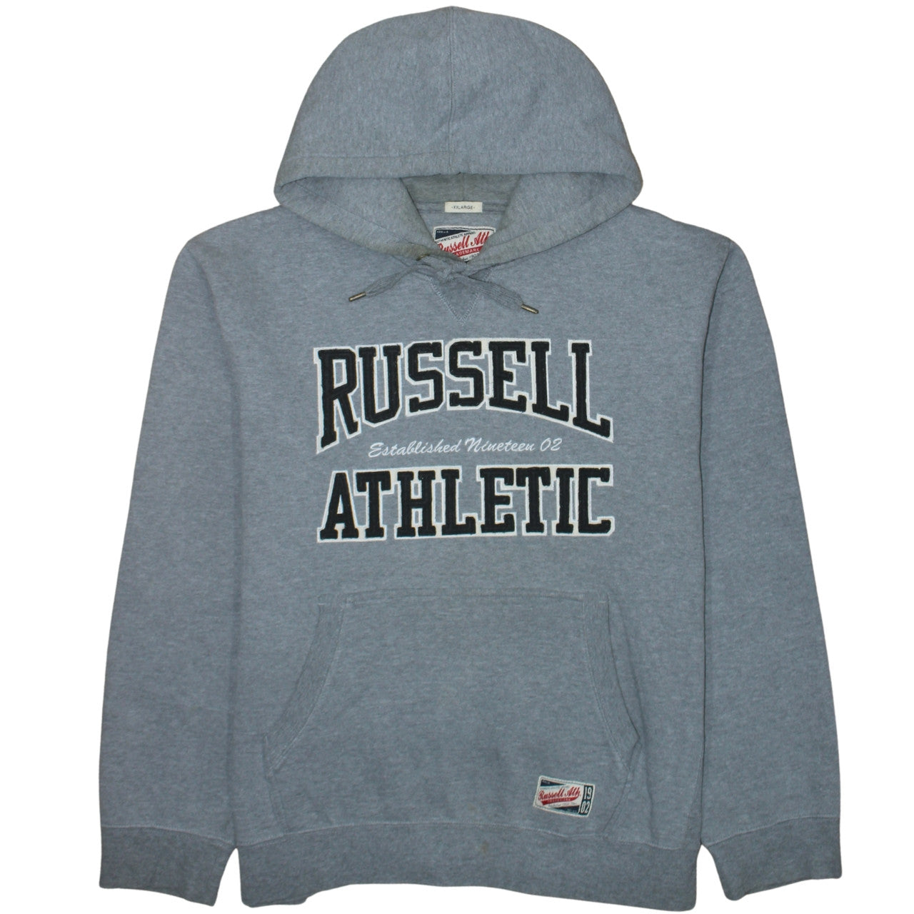 Mens UK Size 2XL Russell Athletic Grey Pullover Hoodie