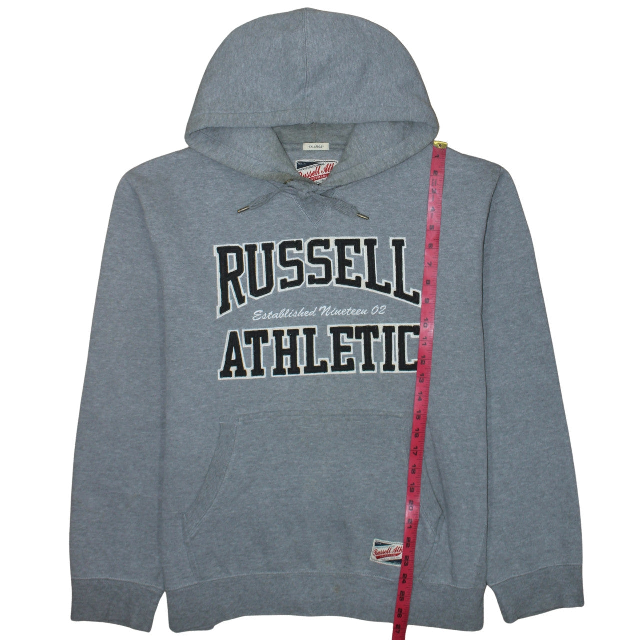 Mens UK Size 2XL Russell Athletic Grey Pullover Hoodie
