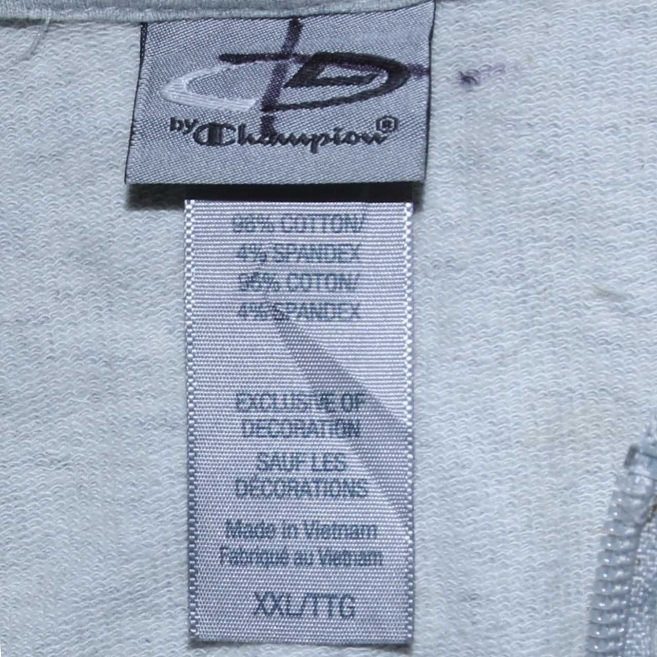 Mens UK Size 2XL Champion Grey Full Zip Hoodie