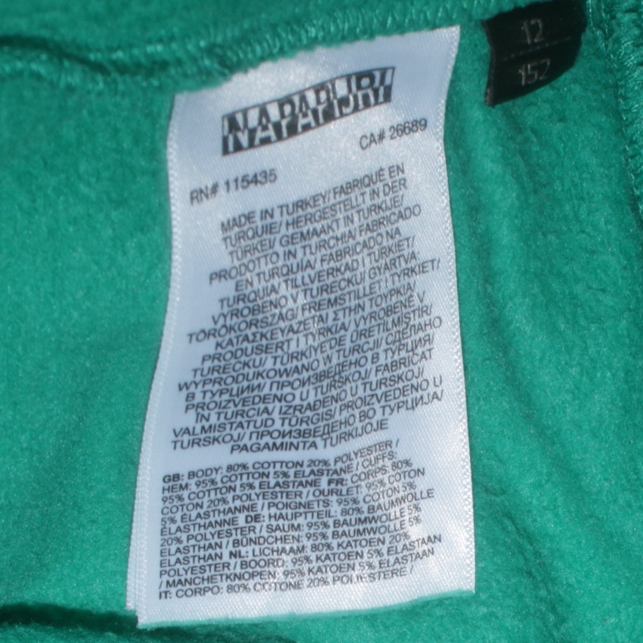 Womens UK Size 12 Napapijri Green Pullover Sweatshirt
