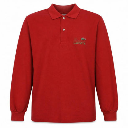 Lacoste Mens Red Long Sleeve Collared Cotton Polo Shirt XL