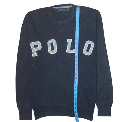 Mens UK Size S Polo Ralph Lauren Blue Pullover Sweatshirt