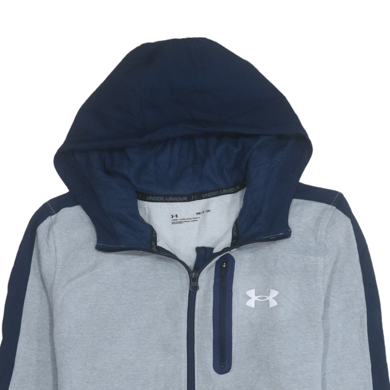 Mens UK Size S Under armour Blue Full Zip Hoodie