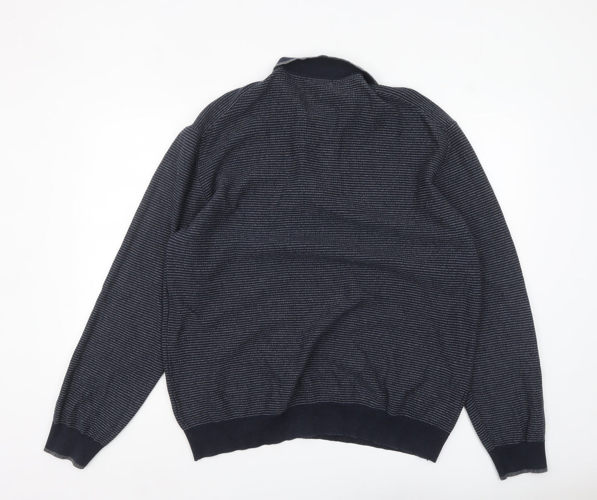 Mens UK Size 2XL TU Blue Half Zip Jumper
