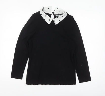 Womens UK Size L Oasis Black Collared Blouse