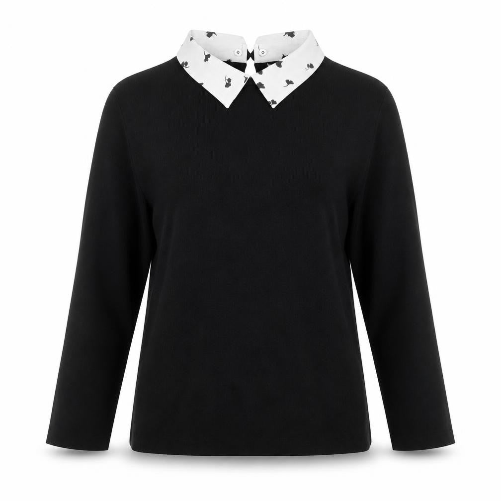 Womens UK Size L Oasis Black Collared Blouse