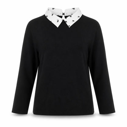 Womens UK Size L Oasis Black Collared Blouse
