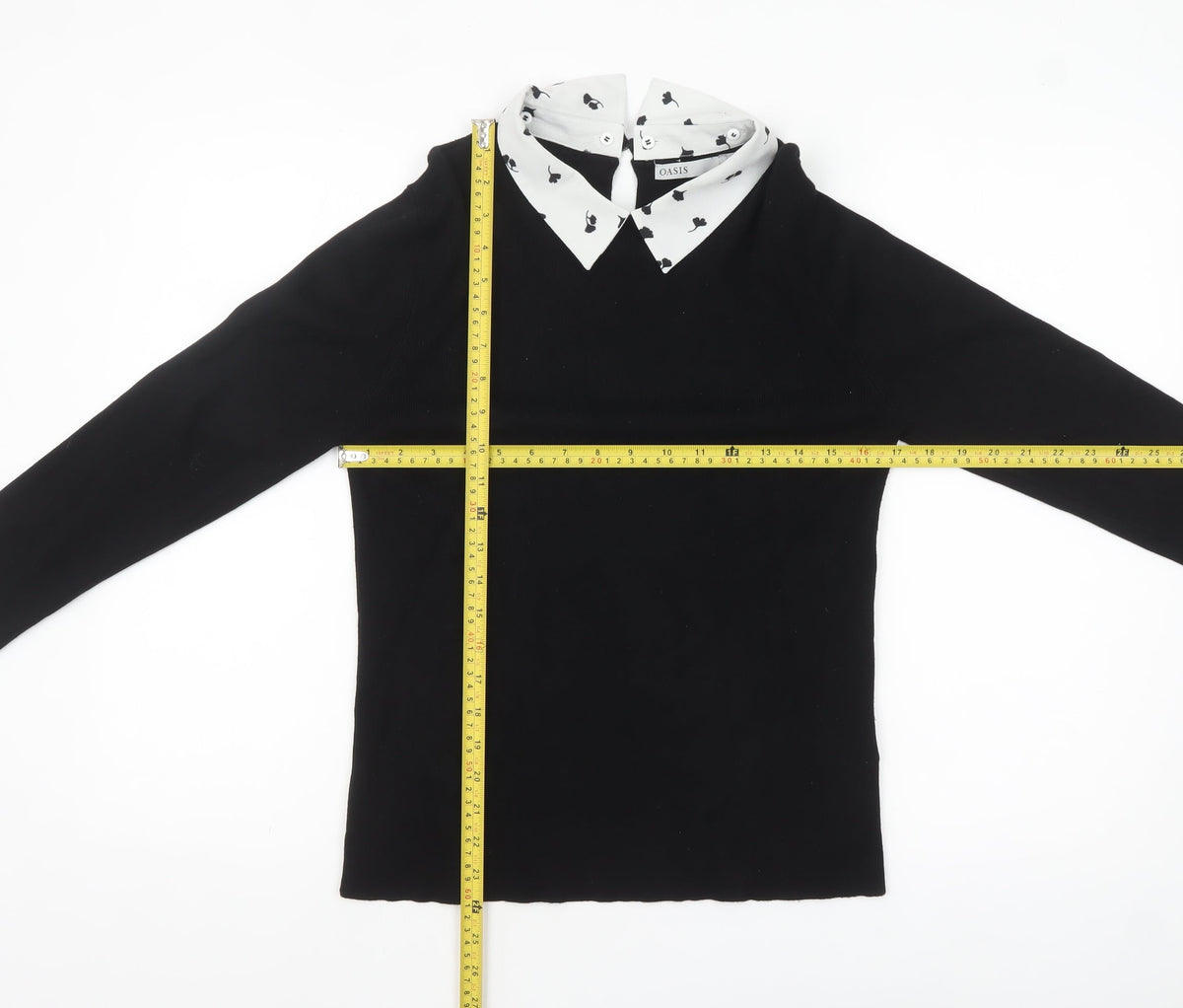Womens UK Size L Oasis Black Collared Blouse