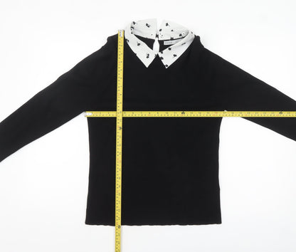 Womens UK Size L Oasis Black Collared Blouse