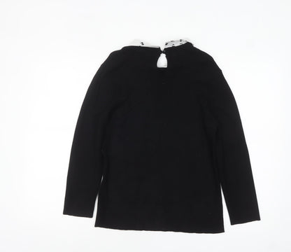 Womens UK Size L Oasis Black Collared Blouse