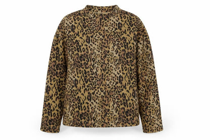 Marks & Spencer Women's Brown Leopard Print Long Sleeve Mock Neck Top Size 10