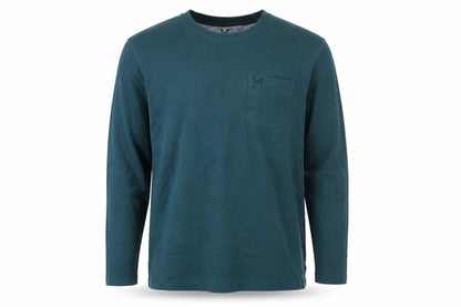 Front view of Crew Clothing Men's Green Long Sleeve Cotton Top L