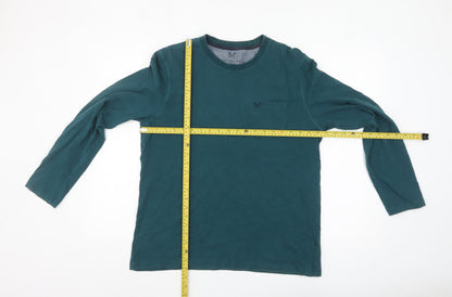 Crew Clothing Company Men's Green Long Sleeve Cotton Top L