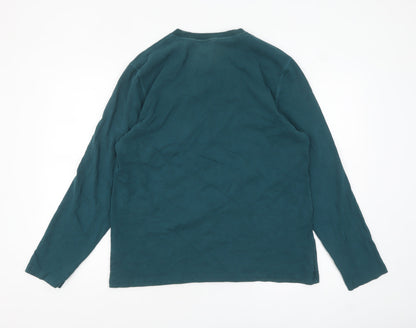 Crew Clothing Company Men's Green Long Sleeve Cotton Top L