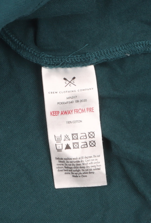 Crew Clothing Company Men's Green Long Sleeve Cotton Top L