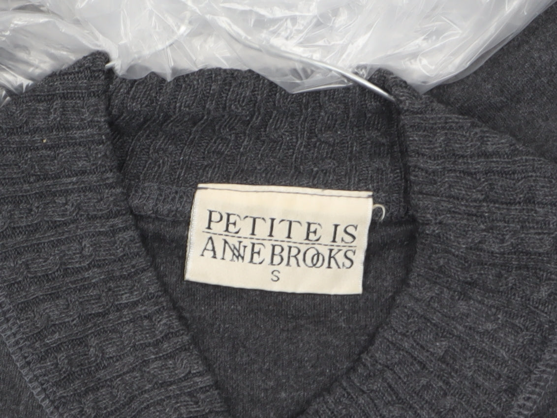 Womens UK Size S Anne Brooks Grey Basic T-Shirt
