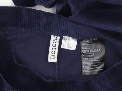 H&M Divided Womens Navy Blue Flared Corduroy Trousers XS