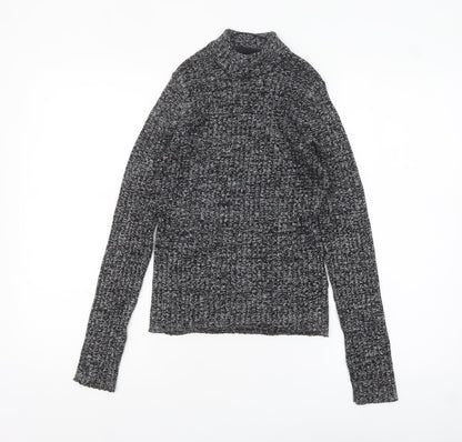 Monki Women's Grey Roll Neck Slim Knit Jumper Size S