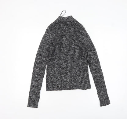 Monki Women's Grey Roll Neck Slim Knit Jumper Size S