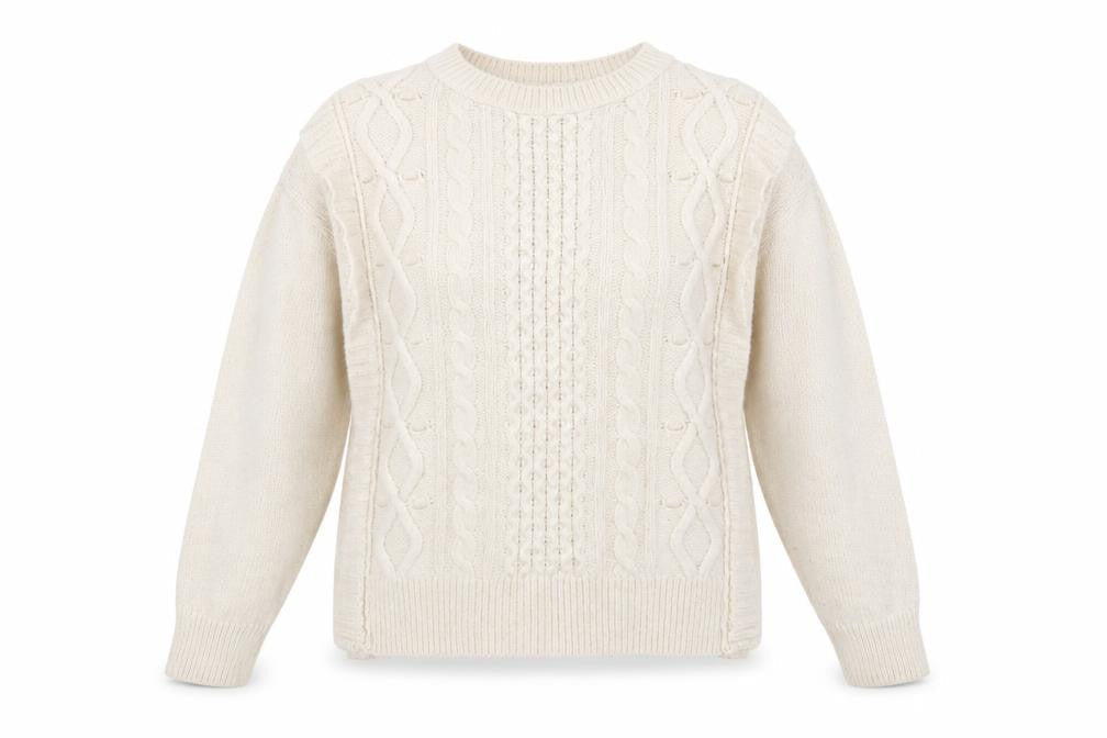 Papaya Women Ivory Cable-Knit Crew Neck Jumper Size M