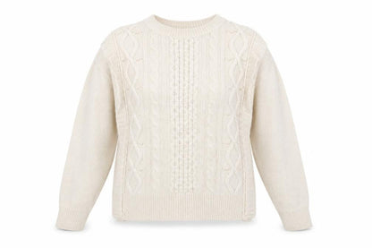 Papaya Women Ivory Cable-Knit Crew Neck Jumper Size M