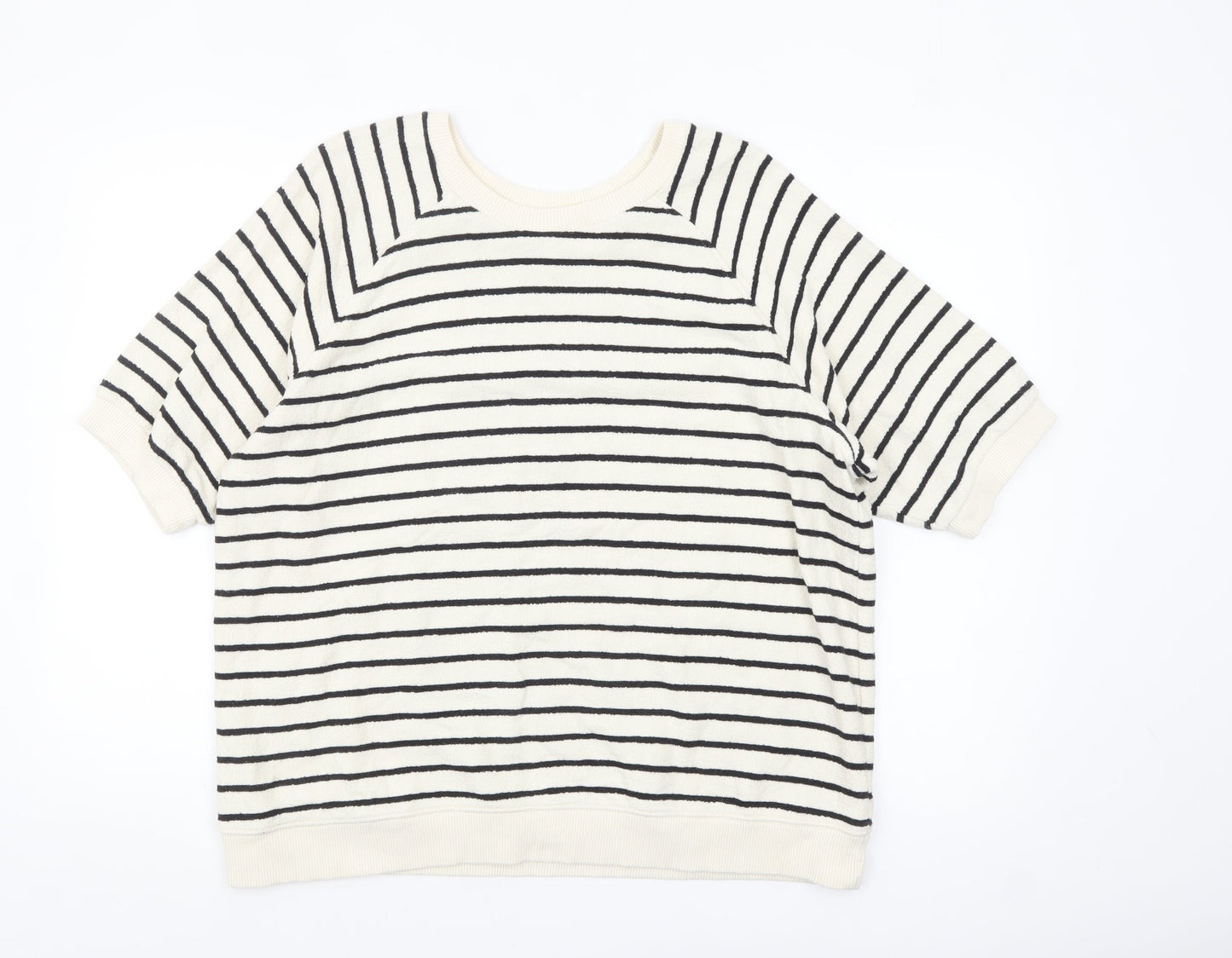 Tu Women’s White Striped Cotton Short Sleeve Relaxed T-Shirt Size 14