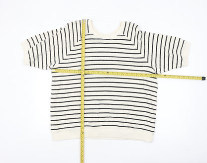 Tu Women’s White Striped Cotton Short Sleeve Relaxed T-Shirt Size 14