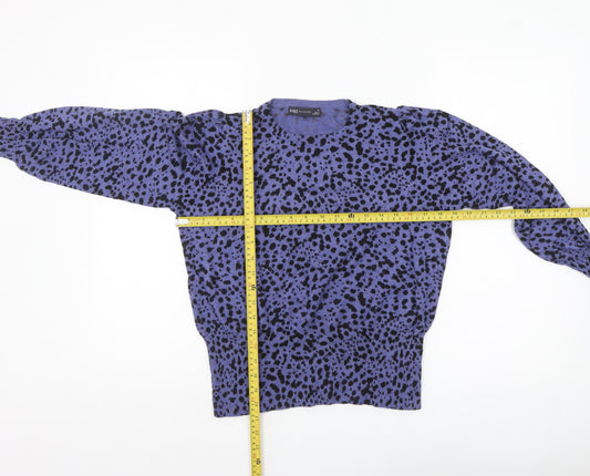 Marks and Spencer Women Purple Black Animal Print Jumper Size 14