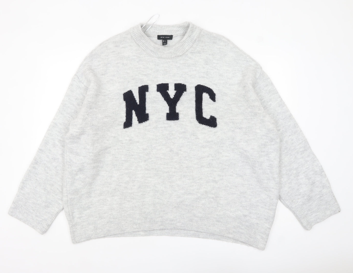 Womens UK Size L New Look Grey Pullover Jumper