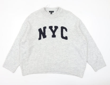 Womens UK Size L New Look Grey Pullover Jumper
