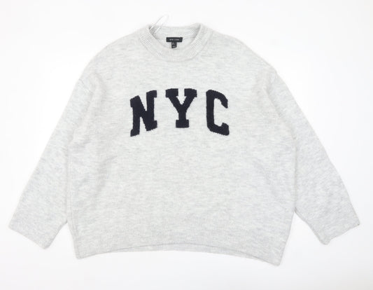 Womens UK Size L New Look Grey Pullover Jumper