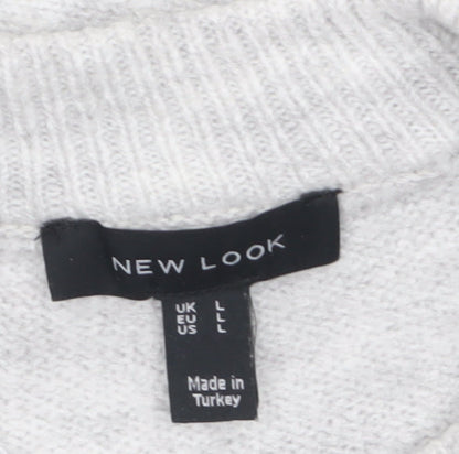 Womens UK Size L New Look Grey Pullover Jumper